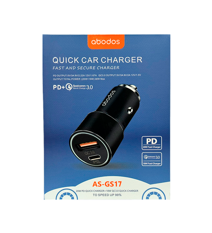 Cargador Para Auto USB/TIPO-C PD+Quick 3.0